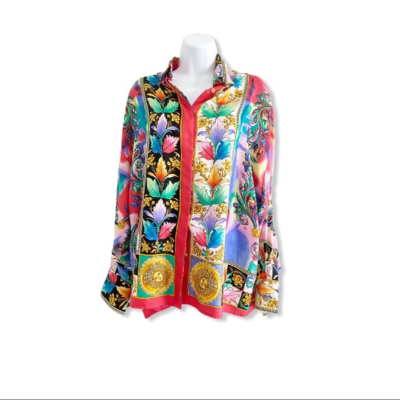 Gianni Versace Sz 42 XL Couture 1990s Silk Shirt - Picture 2 of 6